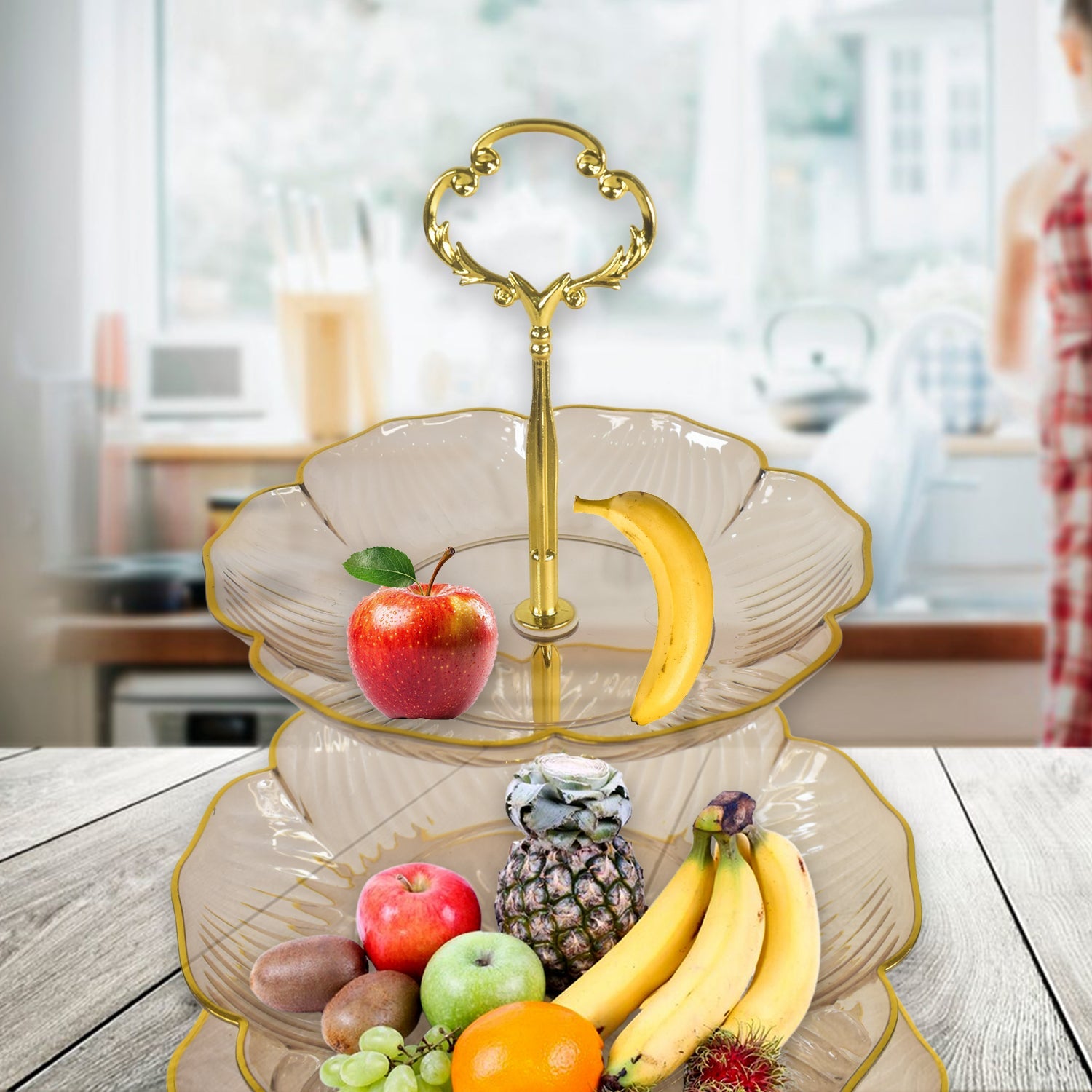 3 Layer Snack Rack, Basket Stand Holder (1 Pc) 3 Layer Snack Rack, Basket Stand Holder (1 Pc)